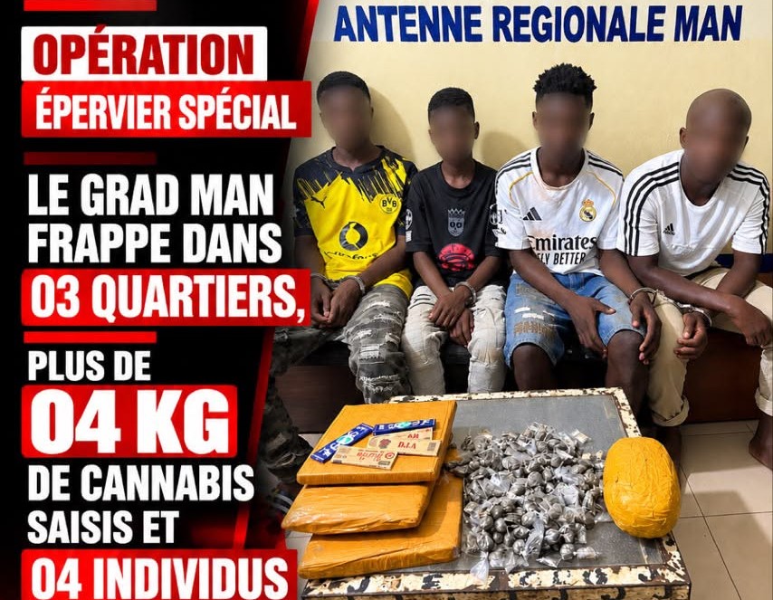 Anti-drogue Man / Plus de 4 kg de cannabis et du matériel saisis - Quatre individus interpellés